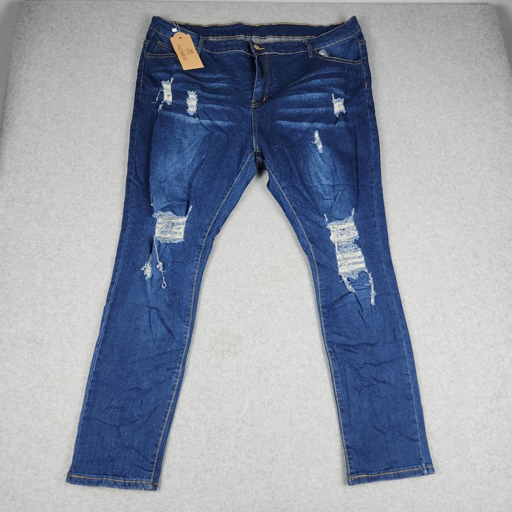 Allabreve Jeans Womens 3XL Blue Denim Cotton Stretch Skinny High Rise Distressed